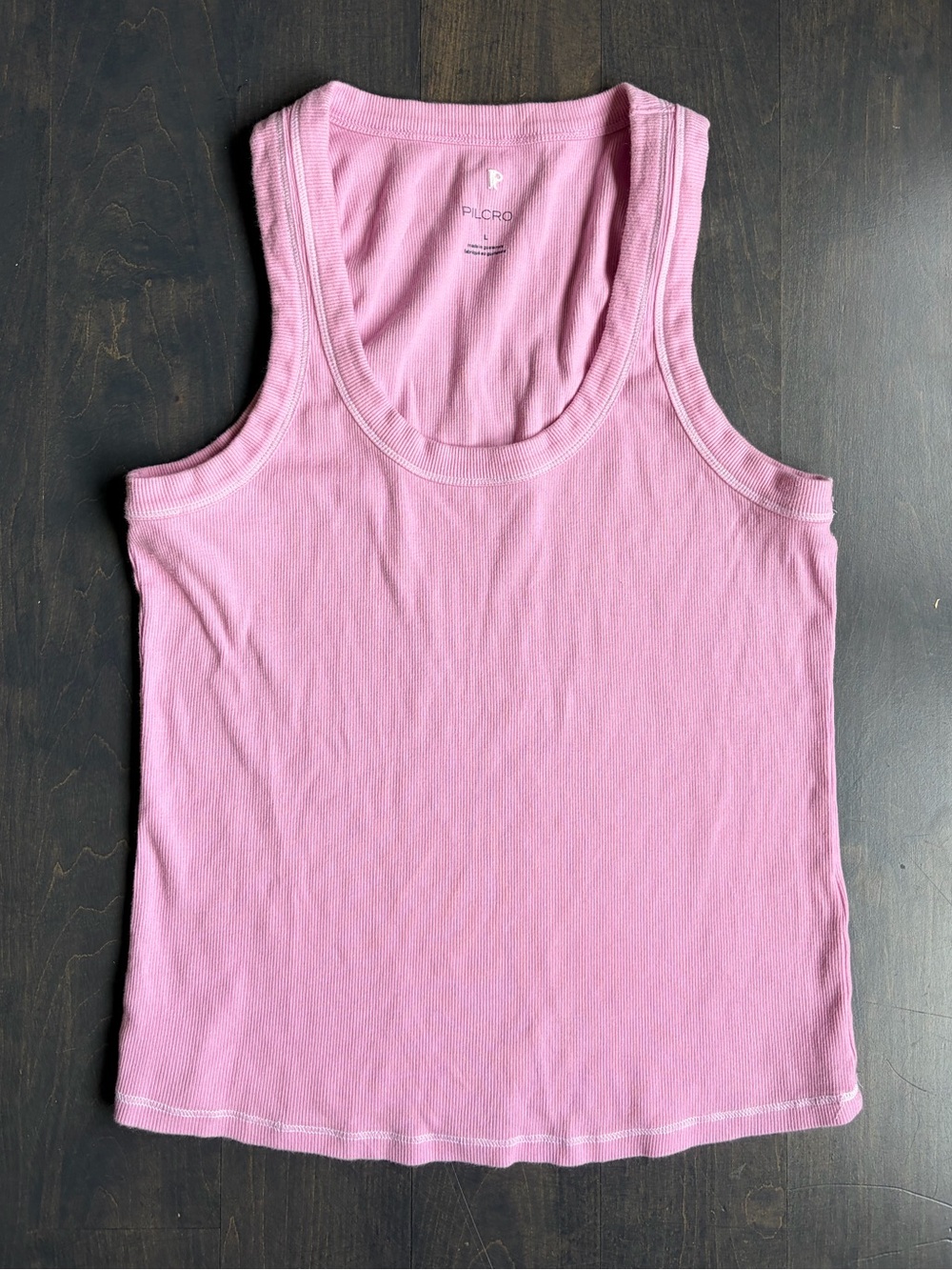Pilcro Pink Ribbed Scoop Neck Tank Top Size Large